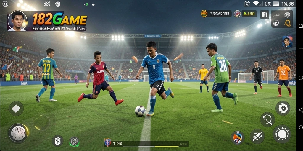 Tampilan gameplay sepak bola yang seru di 182GAME.