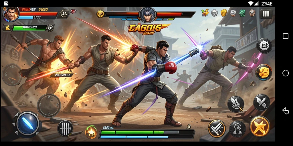Tampilan gameplay seru dalam 234E dengan pertempuran aksi yang mendebarkan.