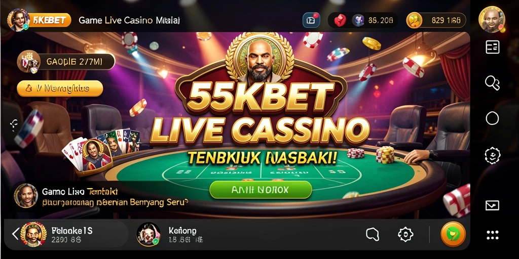 Tampilan gameplay 55KBET dengan dealer profesional dalam suasana Live Casino.