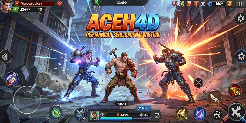 Tampilan gameplay <strong>ACEH4D</strong> yang mengesankan di arena pertarungan.