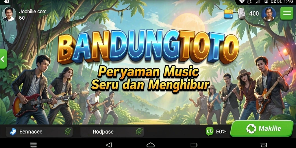 Tampilan gameplay BANDUNGTOTO yang penuh musik dan aktivitas seru.