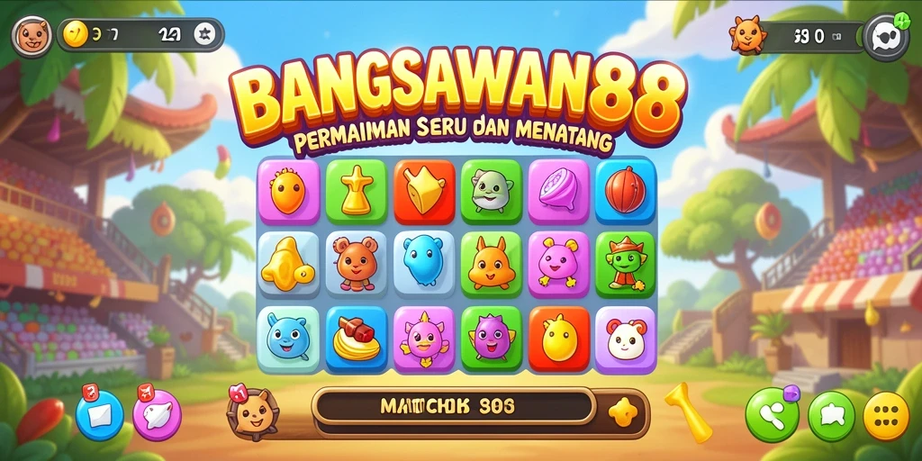 Tampilan gameplay seru dari BANGSAWAN88 dengan elemen match-3.