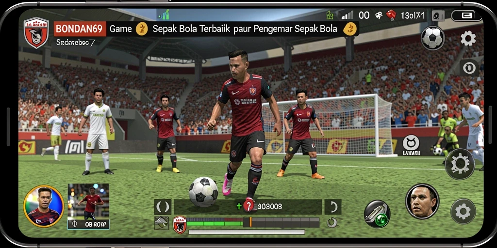 Screenshot gameplay BONDAN69 yang menampilkan aksi sepak bola intens.