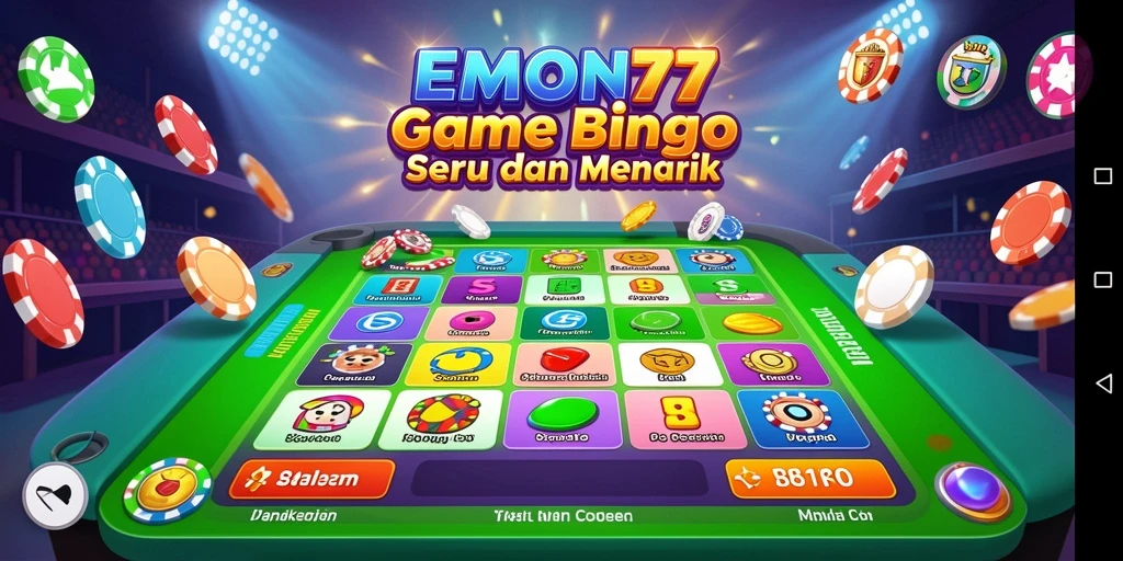Tampilan gameplay seru pada EMON77 dengan kombinasi Bingo yang menarik.