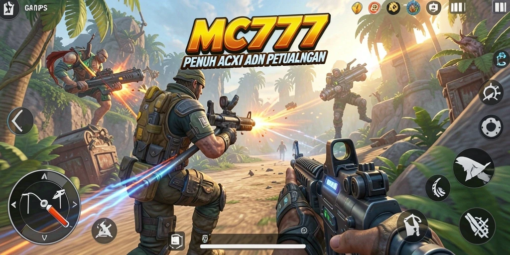 Tampilan gameplay utama MC777 yang menegangkan dan mendebarkan.
