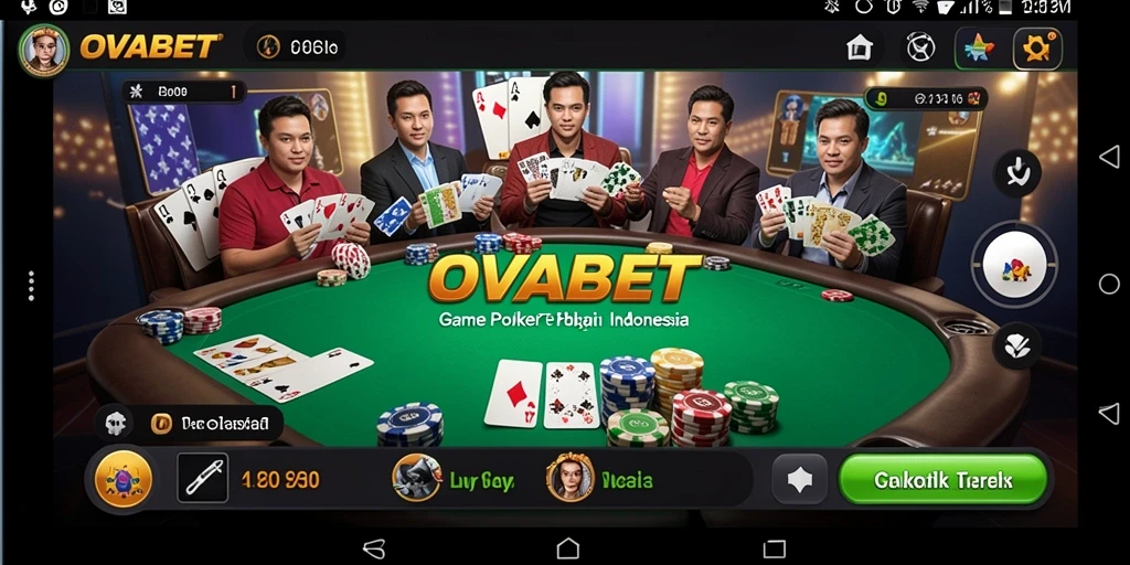 Tampilan gameplay poker yang menegangkan di OVABET.