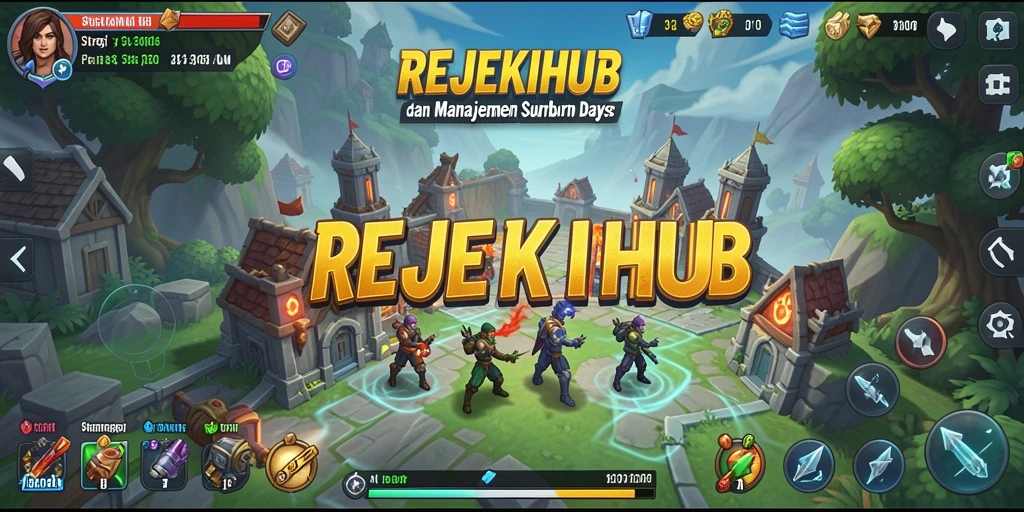 Tangkapan layar gameplay REJEKIHUB yang menampilkan pembangunan kota dan pertempuran.
