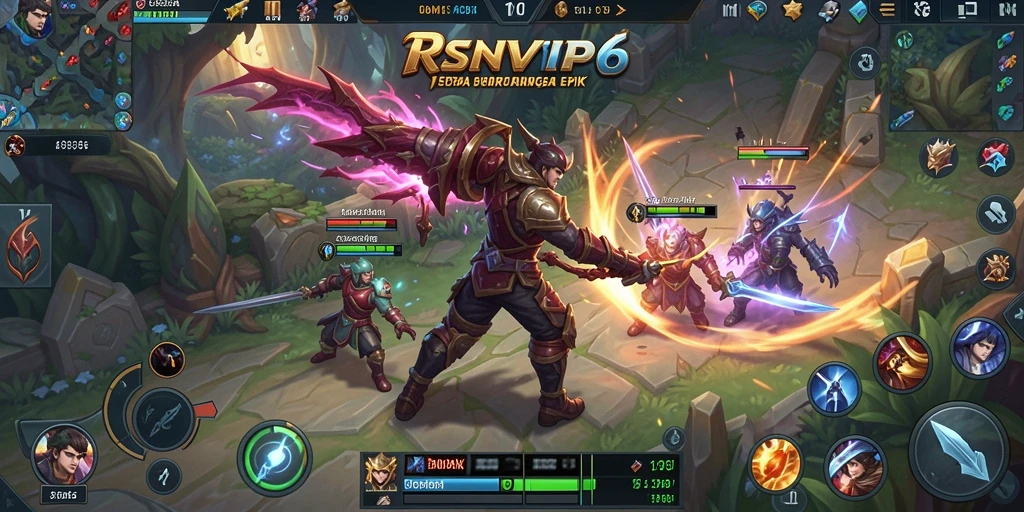 Tangkapan layar gameplay <strong>RSNVIP6</strong> menampilkan aksi seru pertarungan MOBA.